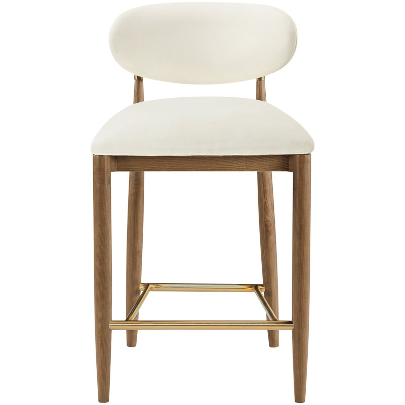 Riccio Vegan Leather Upholstered Stool, Brown, Vegan Leather Cream, Brushed