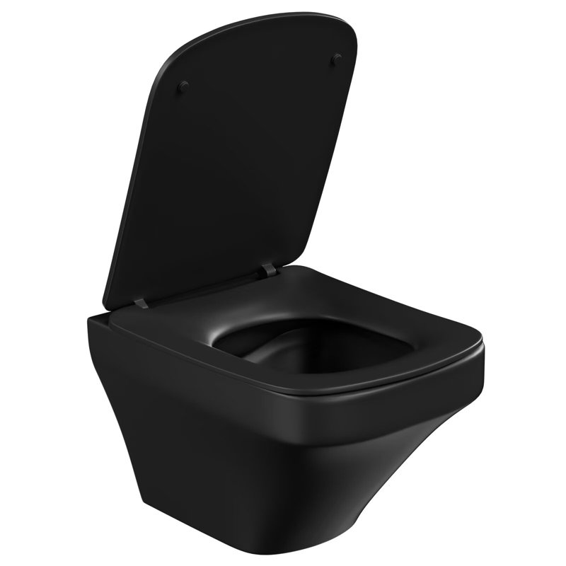 Ebern Designs Olgun Wall Hung Toilets, Back to Wall Toilet, 4L LPF Round Wall Mounted  (Seat Included), Black