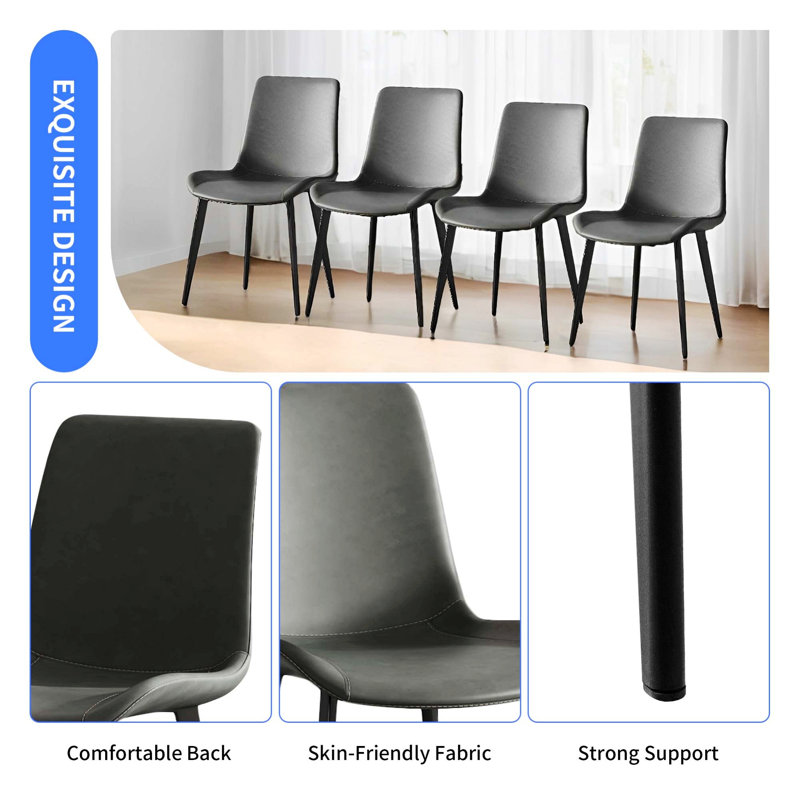 Chaises de salle à manger, chaises de cuisine modernes, chaises de salle à manger, chaises rembourrées, Gris, 4