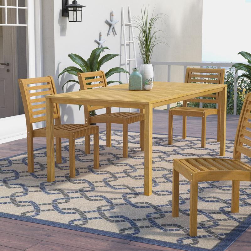 Jordynn Rectangular Wood Outdoor Dining Table With Umbrella Hole , 75.75'' in. W 40.25'' in. D