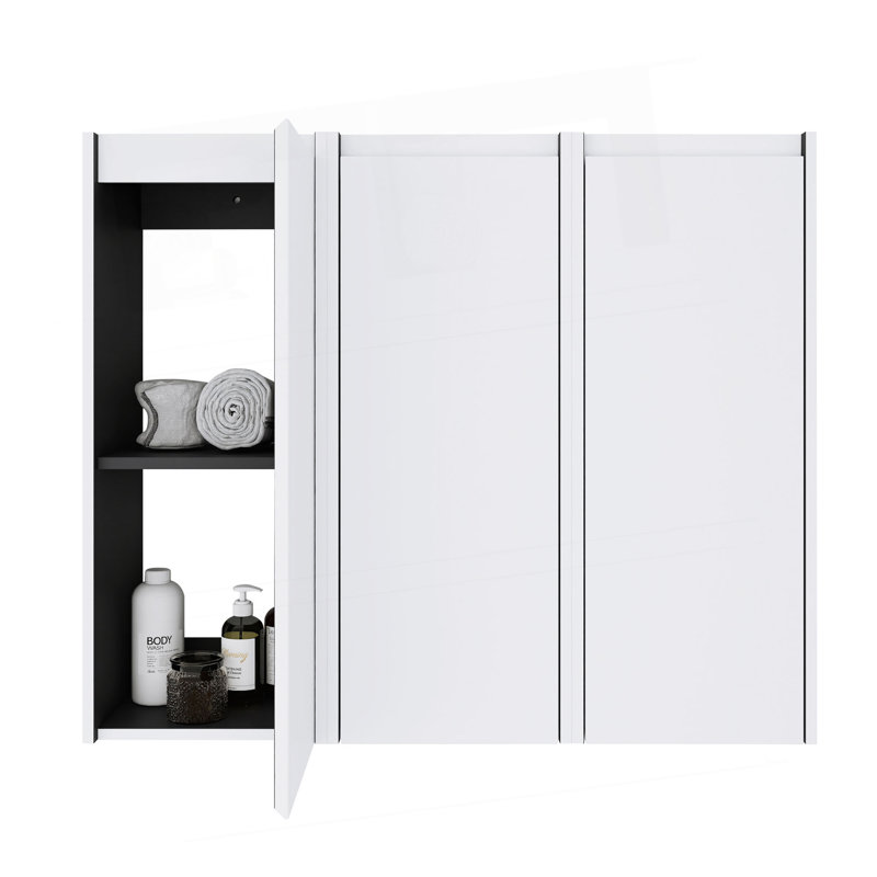 12" Bathroom Side Cabinet, 3-Soft Close Doors, Float Mounting Design, 12*3, White