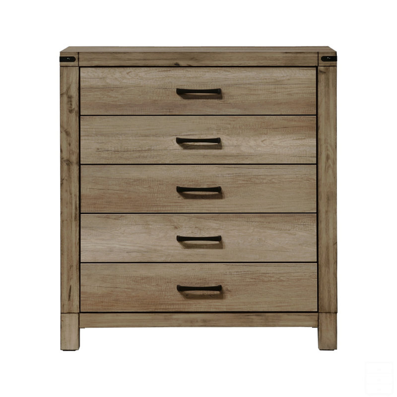 Meubles rustiques en bois massif de 1 chambre à coucher avec commode à cinq tiroirs 1 pièce