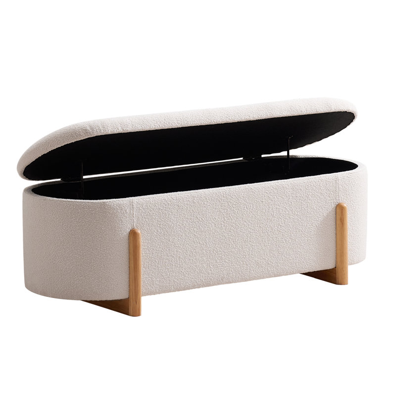Banc de rangement rembourré 51,2 po, Beige