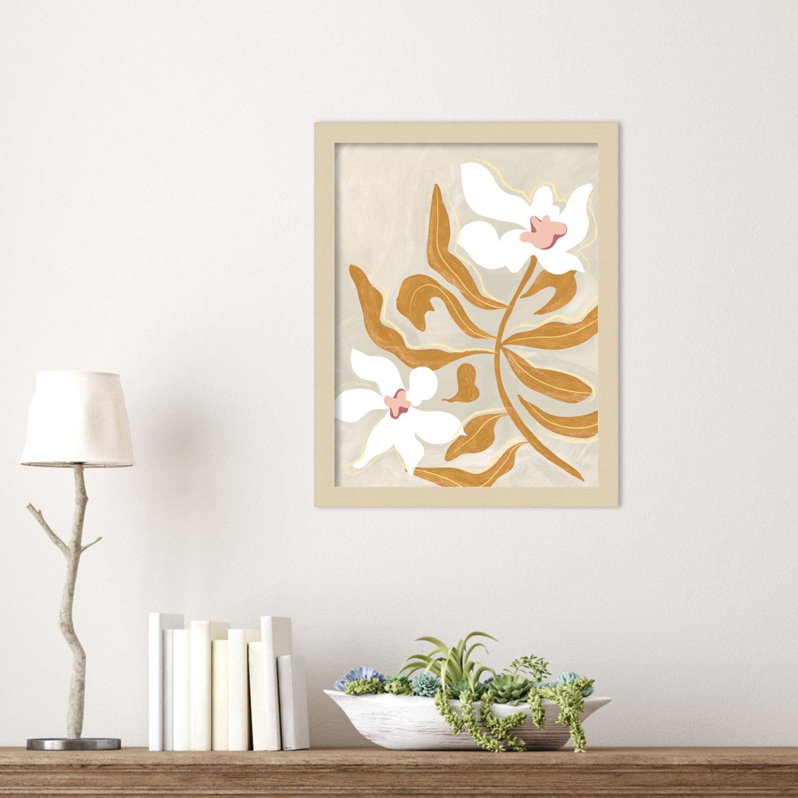 Pattison "Flower Flower Flower" Print, Brown, 17" H x 14" W