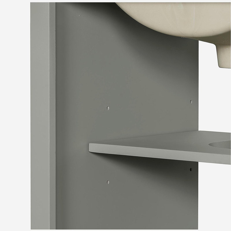 Meuble-lavabo de 20 po avec lavabo en céramique, armoire de salle de bain avec tiroir et porte, Gris