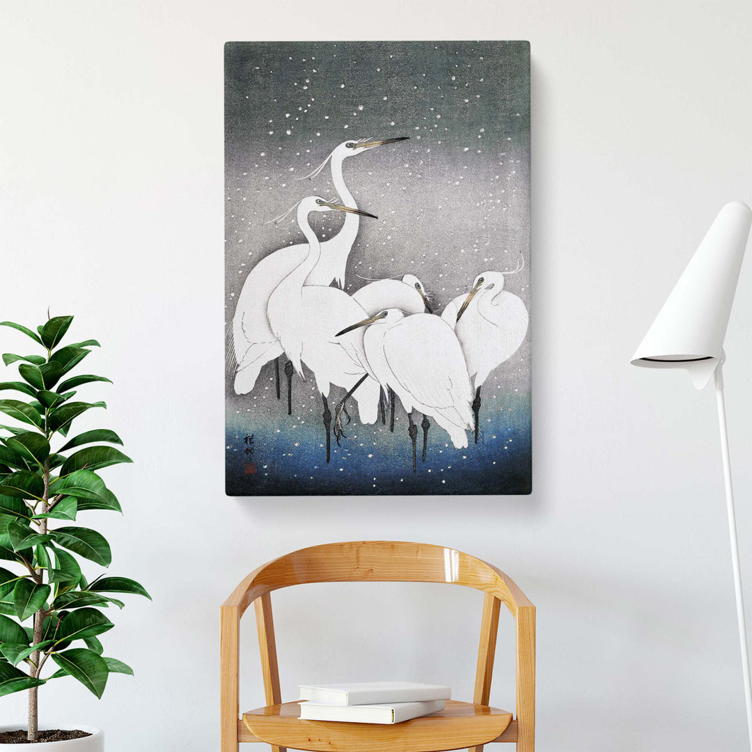 Group of Egrets by Ohara Koson - Wrapped Canvas