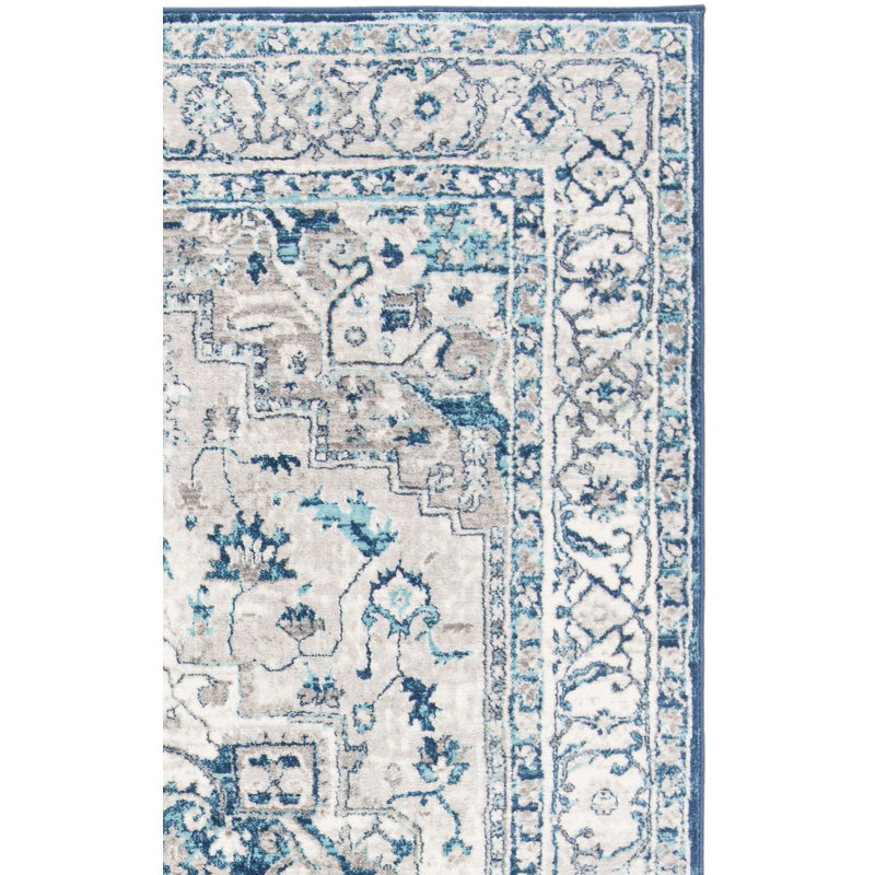Aurich Light Gray/Blue Oriental Rug, Square 11'