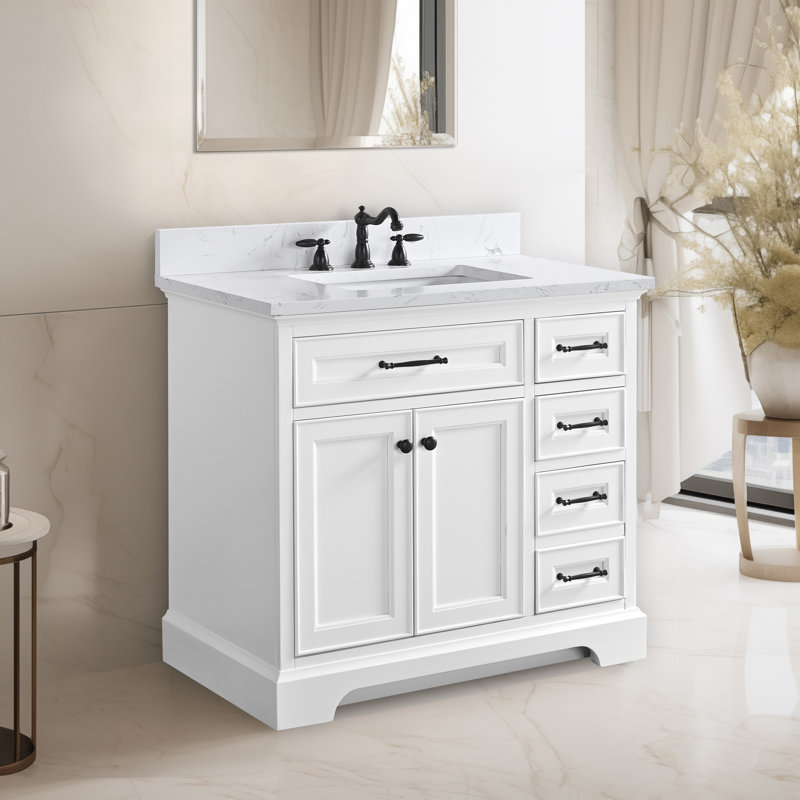 Ensemble de meuble-lavabo simple 36 po Aanayah, Blanc