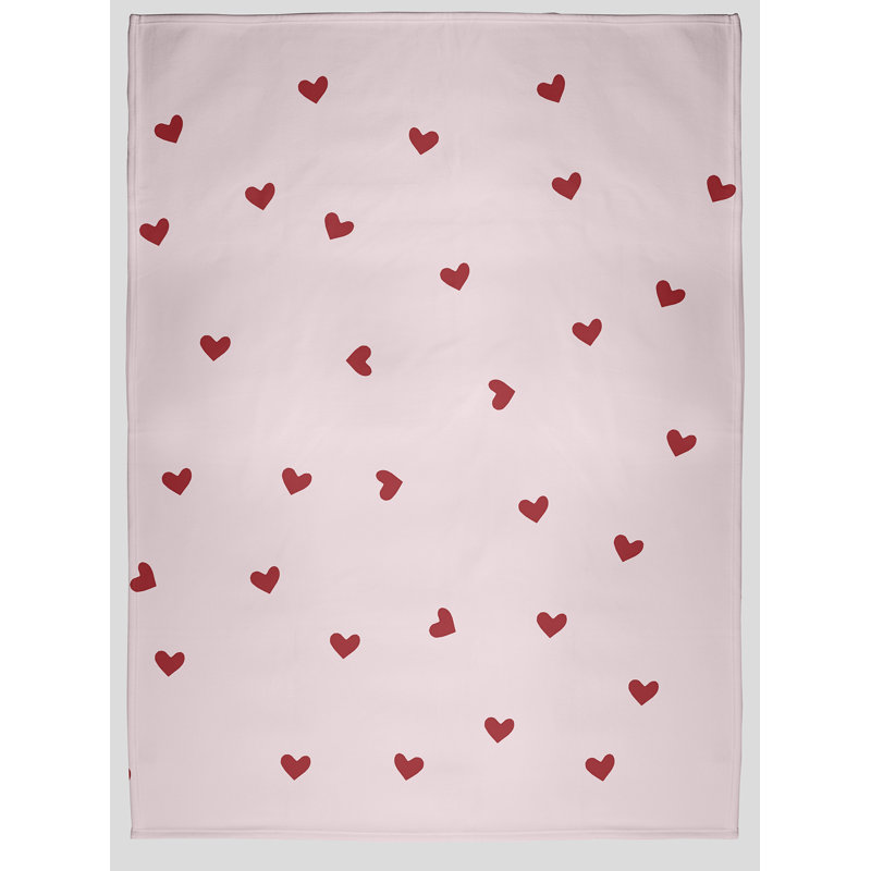 Jeté Little Hearts, L 60 po x L 80 po, Rouge pétard