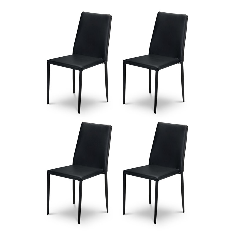 Mena 48cm H Upholstered Metal Side Chair, Black