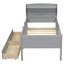 Lit plateforme simple en bois avec éclairage à DEL, tête de lit fonctionnelle, garde-corps et 2 tiroirs de rangement en lampe grise, multi-usage-1157911841