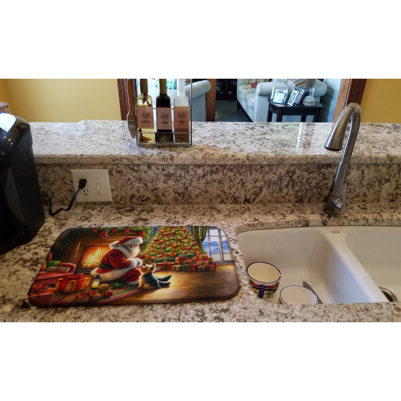 Tapis de vaisselle Yorkshire Terrier Yorkie and Santa Claus