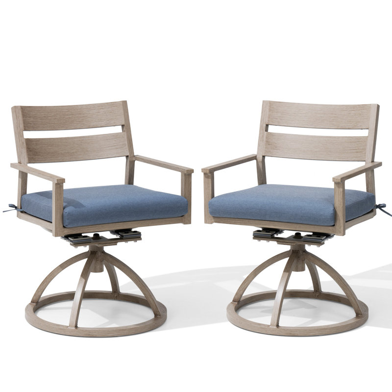 Outdoor Swivel & Rocking Dining Chairs With Sunbrella Cushion, Blue