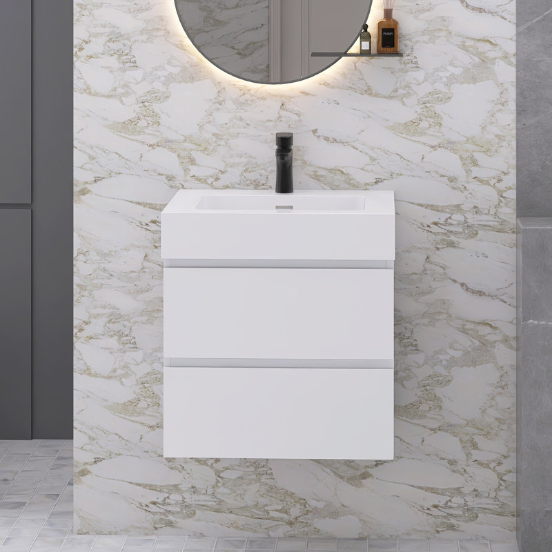 Ensemble de meuble-lavabo simple 24 po Najea, Blanc, Blanc