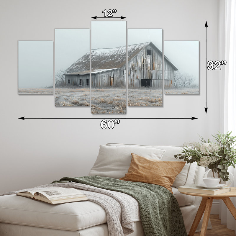 Grey Winter Barn Modern Marvel - Barn Canvas Wall Art Set