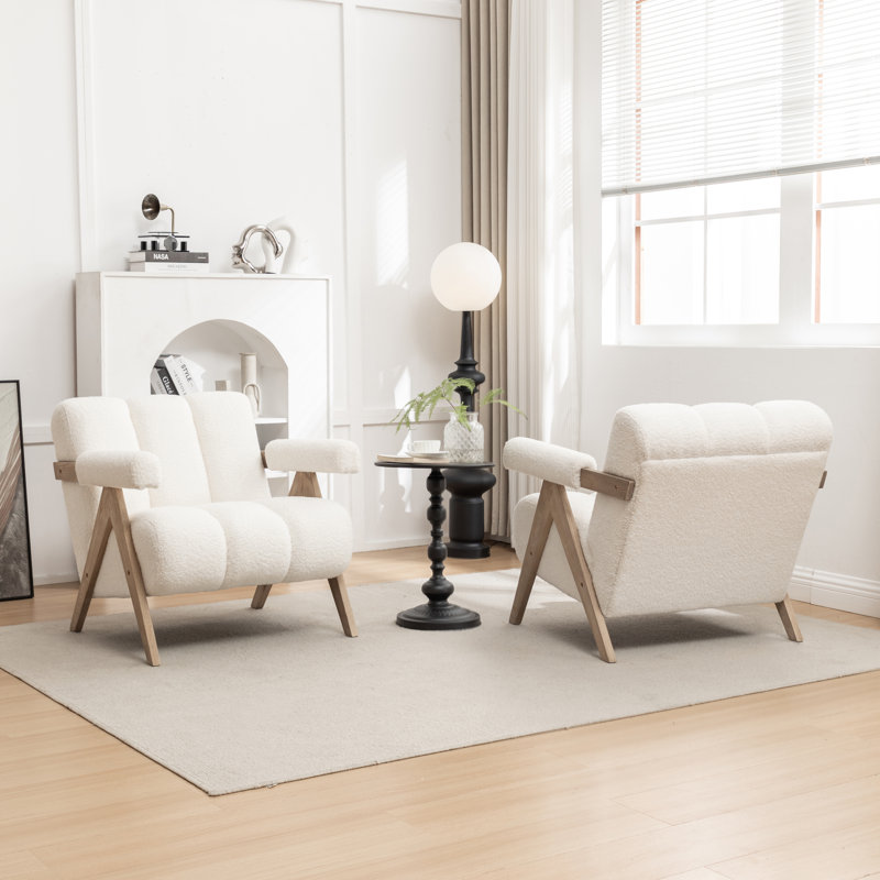 Bula Upholstered Armchair, White Polyester, 2