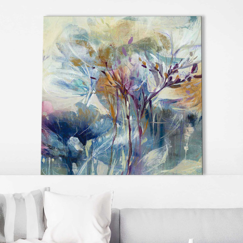 «Meadow Safran II» par K.Nari - Peinture, Toile tendue, H 28 po x l 28 po x P 1,5 po