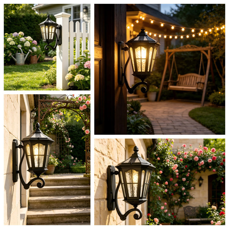 Solar Wall Light Outdoor Classic Black