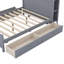 Lit plateforme avec tiroirs et tablettes de rangement-528534937
