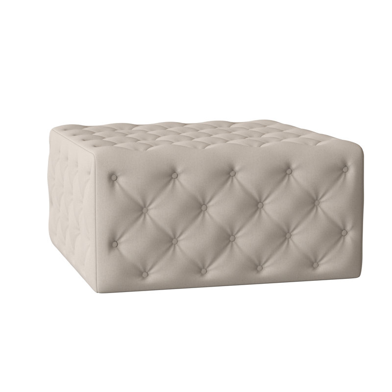 Liv Upholstered Ottoman, Wismar Burlap