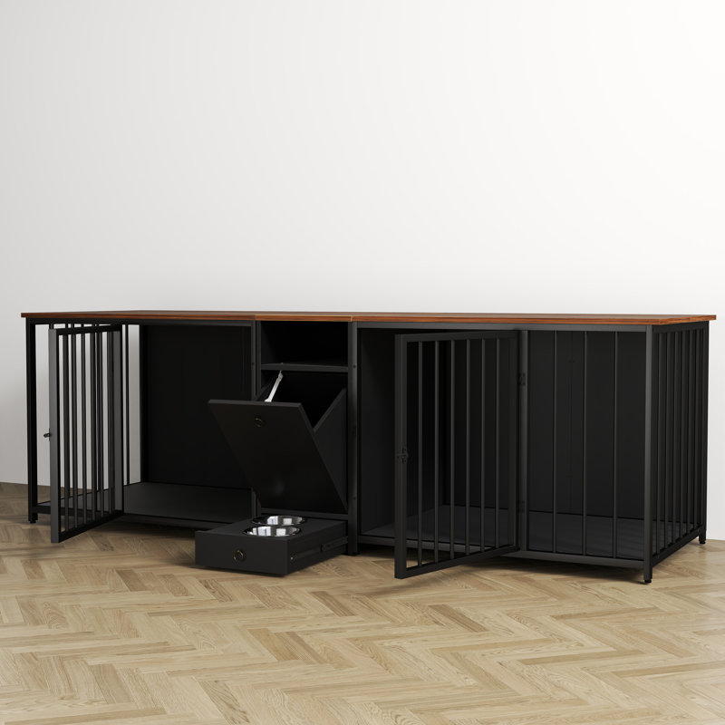 Meuble de rangement pour chien 3-en-1 de 95 po Eckhold, Noir