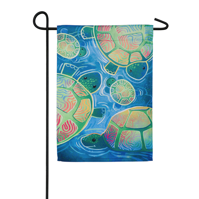 Suède de 2 côtés 18 x 12,5 po turtle family drapeau de jardin