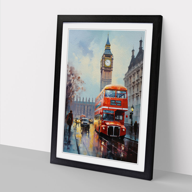 London Impressionism - Single Picture Frame Print on Wood, 34cm H x 25cm W x 2cm D, Black