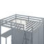 Lit mezzanine double gris avec garde-robe et tablettes de bureau-2068699615
