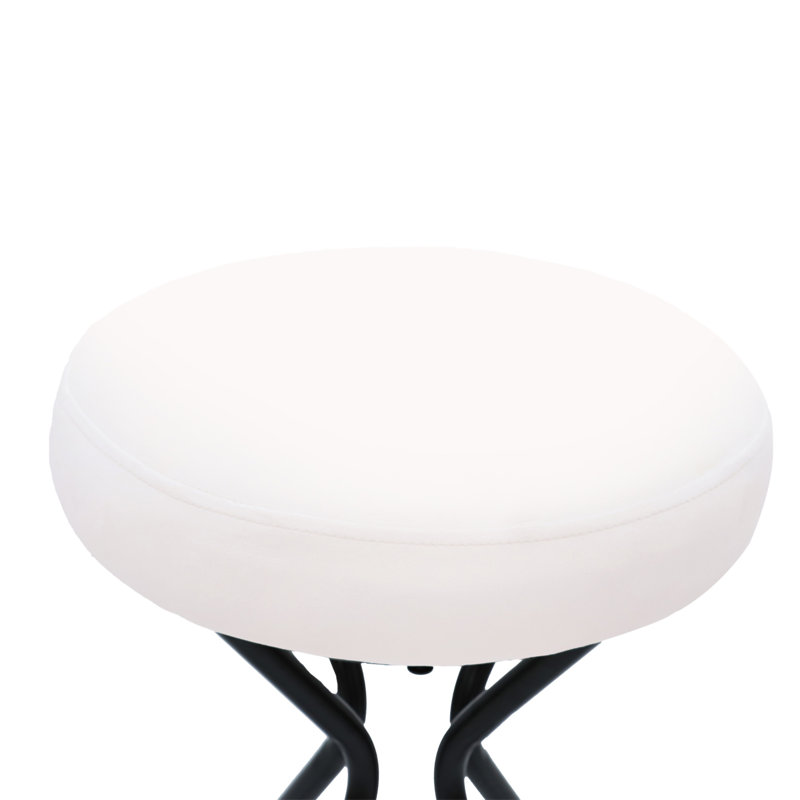 Modern Backless Bar Stools Set Of 2 Round Upholstered Counter Stools For Kitchen Island Velvet Dining Chairs, Velvet