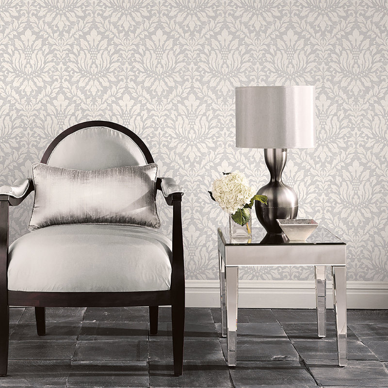 Positano 10m x 52.8cm Matte Wallpaper Roll, Silver/Beige