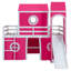 Lit mezzanine simple avec glissade, tente et tour rose - Lit mezzanine pour enfants avec glissade ludique