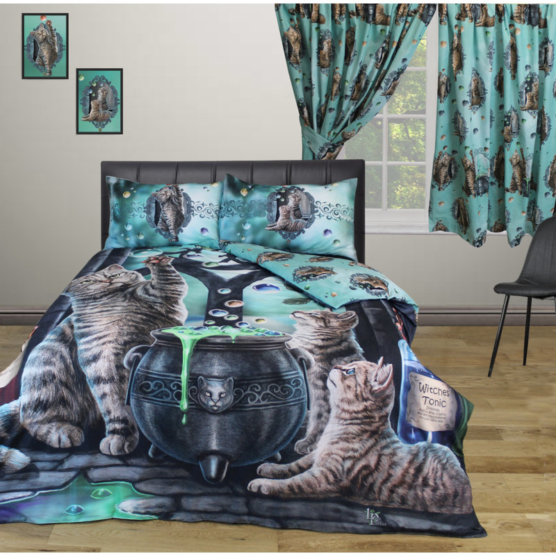HUBBLE BUBBLE Aayush Blue Grey Green 144 TC Duvet Cover Set, Super King Duvet Cover + 2 Standard Pillowcases