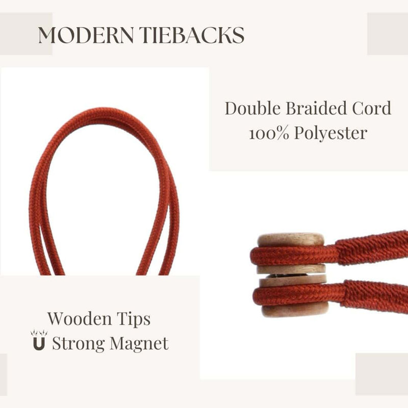 Terracotta Magnetic Curtain Tieback with Wooden Tips