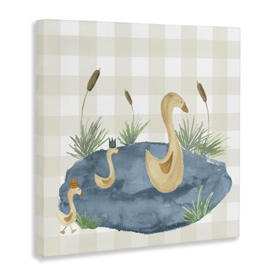 «Duck Family in Pond», art mural sur toile par Lucille Price