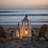 2 Piece Wood and Glass Candle Lanterns, Rustic Wood Candle Lantern Set for Indoor Outdoor Decor