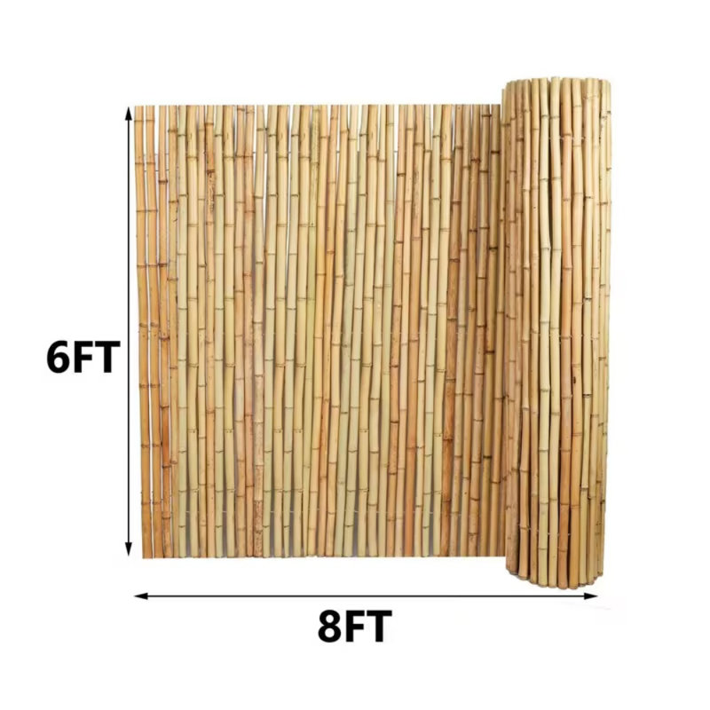 Rouleau de clôture en bambou naturel, écran d'intimité écologique, 6 pi de haut x 8 pi de long, idéal pour le jardin et l'extérieur