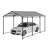 Metal Carport 10 ×15 FT Heavy Duty With Galvanized Steel Roof, Metal Garage Canopy With Galvanized Steel Roof & Frame, Car Tent Outdoor Storage Shed For Car, Boats And Truck, Gray