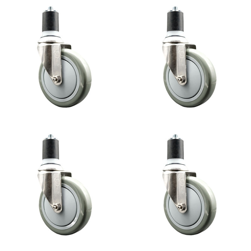 Ensemble de roulettes extensibles en polyuréthane pivotant, gris, H 5 po x l 5 po