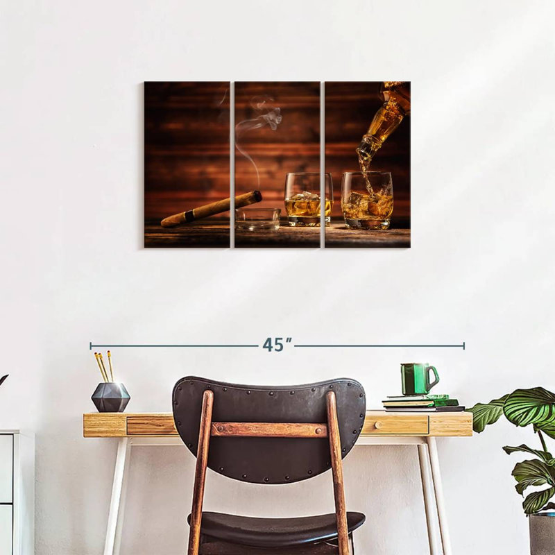 " Excellent Whiskey " 3 - Pieces, 20" H x 33" W x 1.25" D