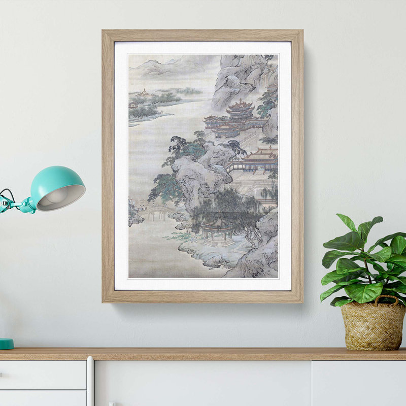 Summer Retreat at Mt. Li by Yuan Yao - Framed Print, 36cm H x 27cm W x 2cm D, Oak Framed
