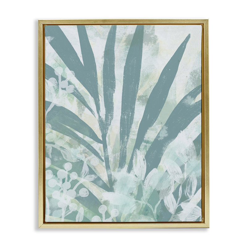 «Palm Frond Splatter» par June Erica Vess, Cadre flottant métallique doré, H 31 po x l 25 po