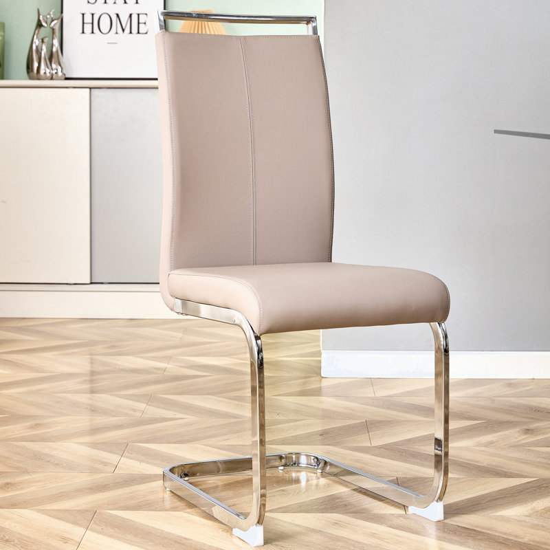 Chaise de salle à manger moderne Devlyn, Beige, 2, Argentée