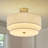 Nichoel Modern Farmhouse 3-Light 2-Tier Linen Blend Drum Semi Flush Mount Ceiling Light