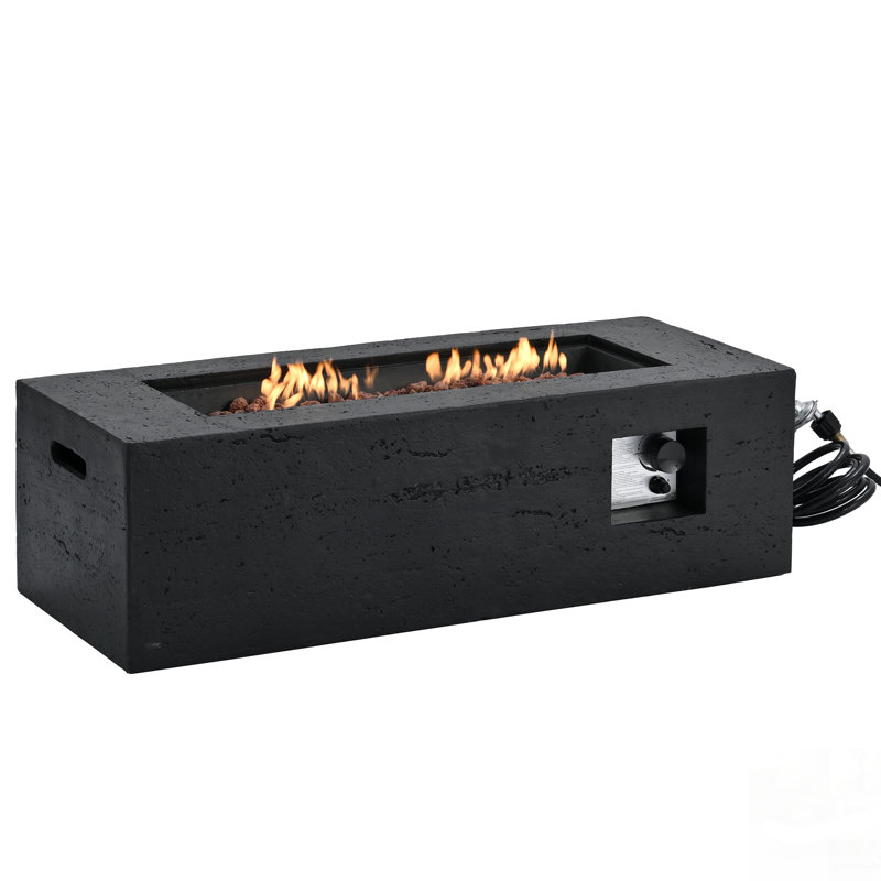 Outdoor Rectangular Propane Fire Pit With 40000 BTU, MGO Construction, Stainless Steel Burner, And Free Lava Rocks, Ideal For Patios And Decks
