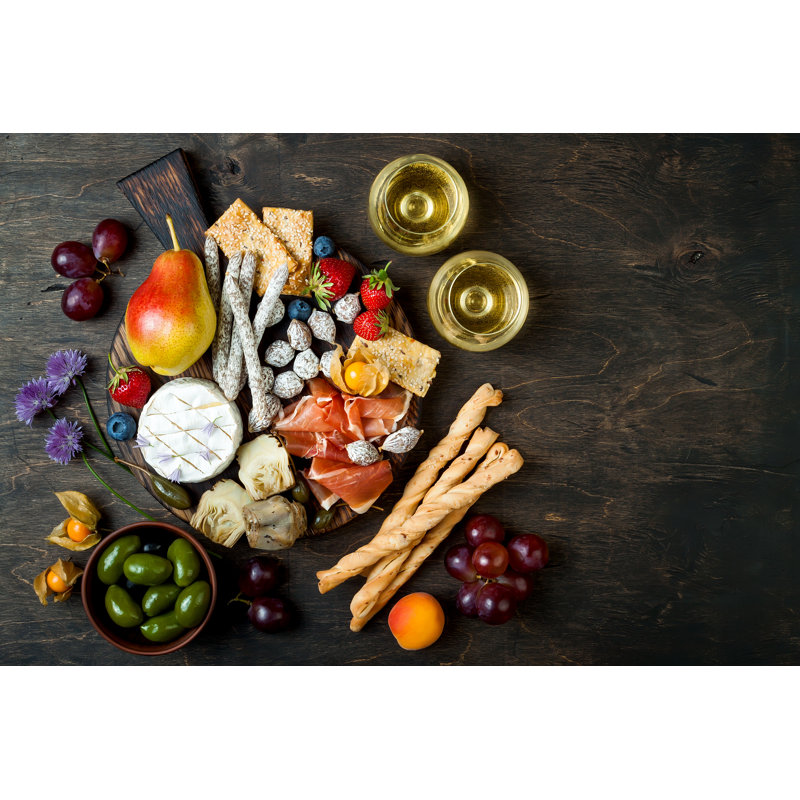 Snacks And Wine - Wrapped Canvas Print, 30cm H x 46cm W x 3.8cm D