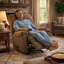 Fauteuil inclinable manuel berçant Ead, mousse moelleuse, polyester brun muscade-111119519