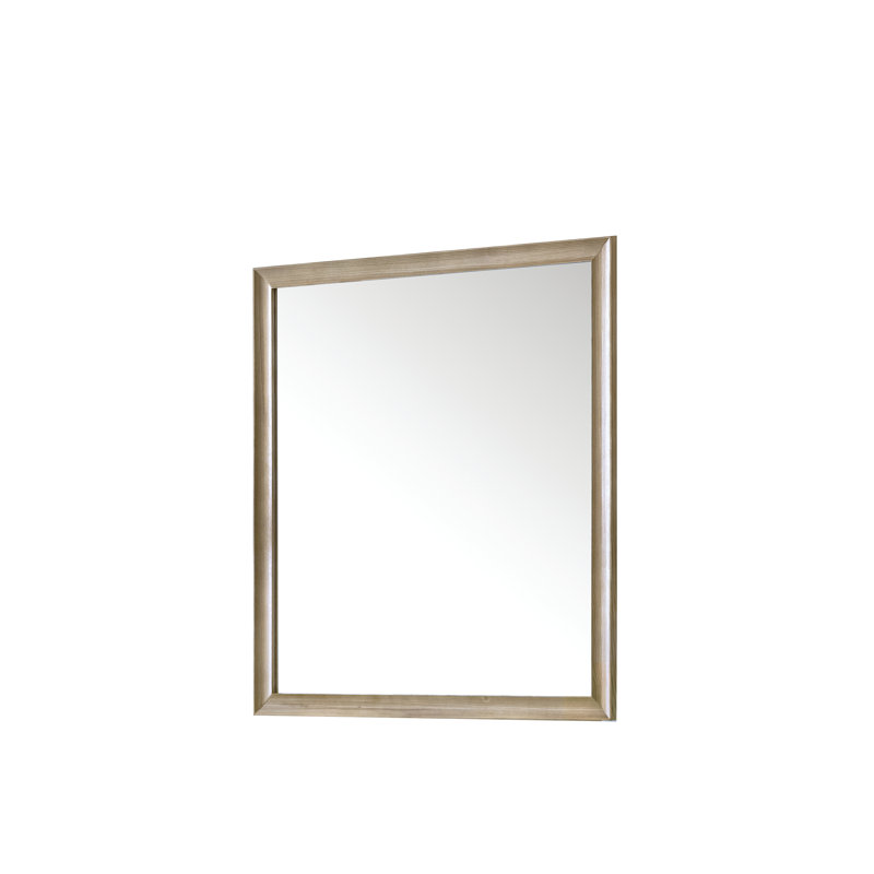 Glenbrooke Solid Wood Beveled Wall Mirror, Whitewashed Oak, 40" x 36"