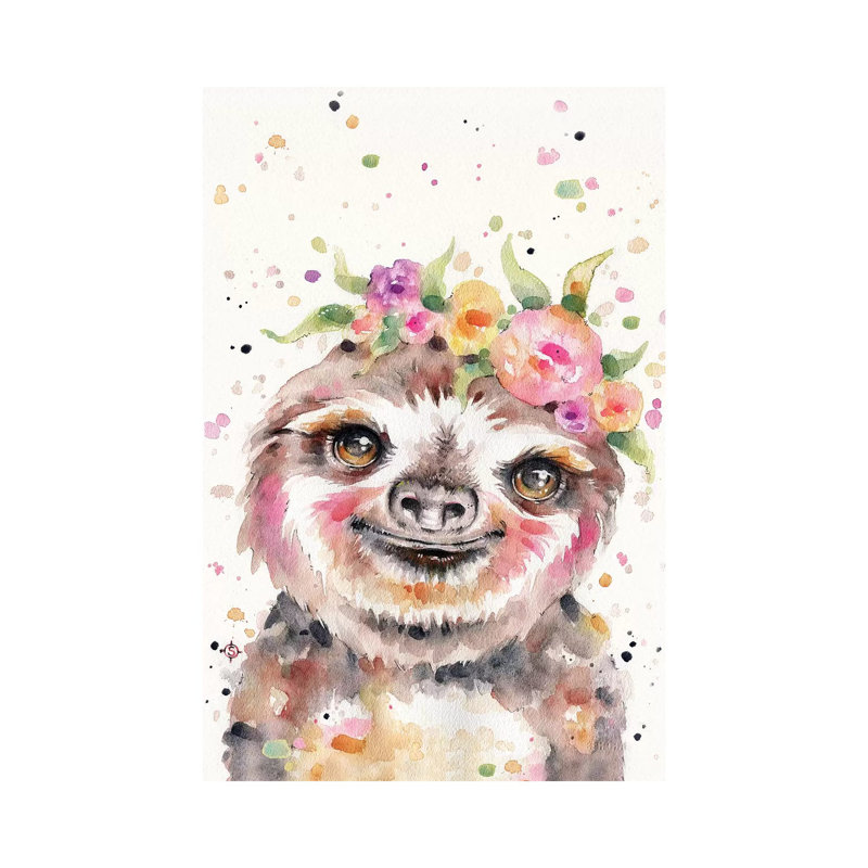 «Little Sloth» par Sillier Than Sally - reproduction d'art, Toile tendue, H 60 po x l 40po x P 1,5 po, Pas de tapis