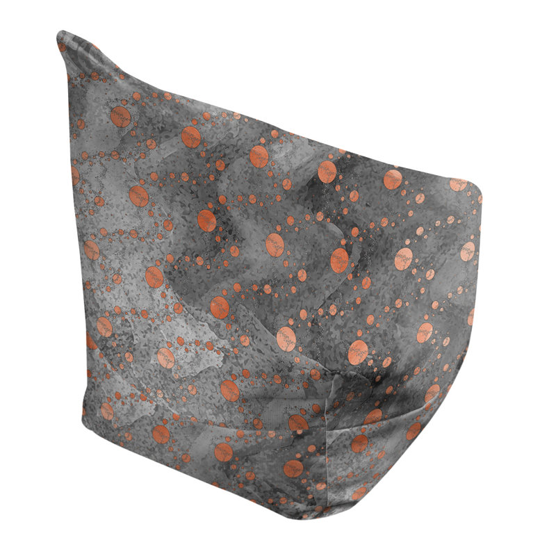 Fauteuil sac de pois Leffel, H 27 po x l 30 po x P 25 po, Housse de pouf, Orange / Noir