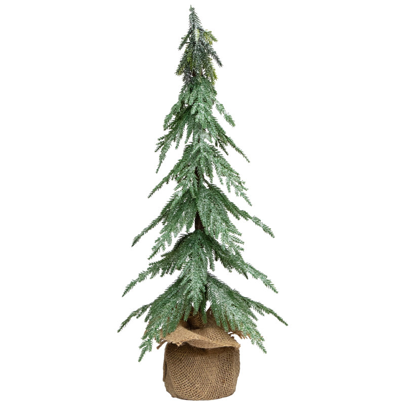 Mini Icy Pine Christmas Tree In Burlap Base - 24" - Unlit